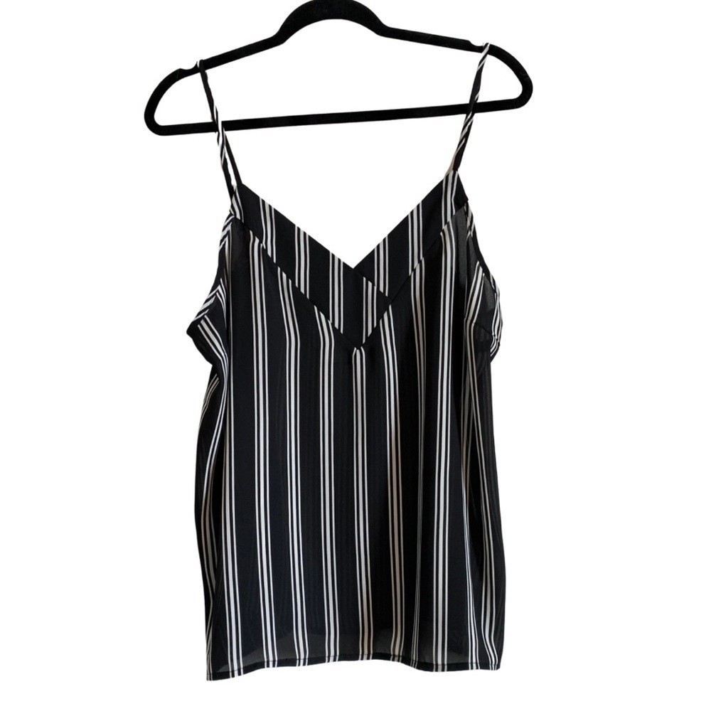 ALLISON JOY Cami Black Striped Camisole Top Size XL EVEREVE